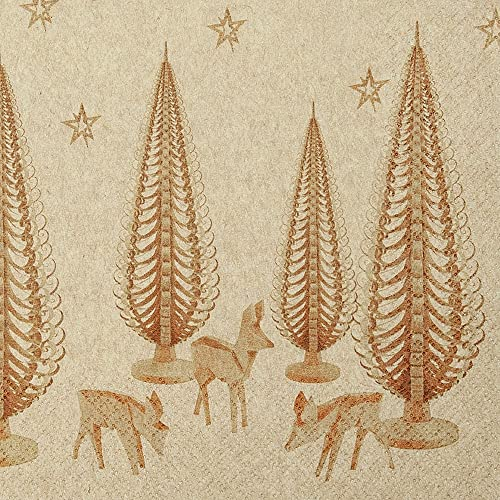 20 Servietten Eco Line nachhaltig aus 100% Recycling-Papier Rehe und geschnitzte B?ume | Weihnachten | Holz | Erzgebirge | Tischdeko 33x33cm