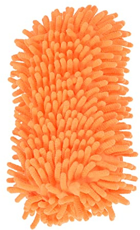 M METERXITY Chenille Sponge Mitten - Universal Glove Wash/Wipe Glass, Window, Screen, Apply to Household Daily Cleaning (9.06 x 5.12 x 2.36 Inches, Orange)