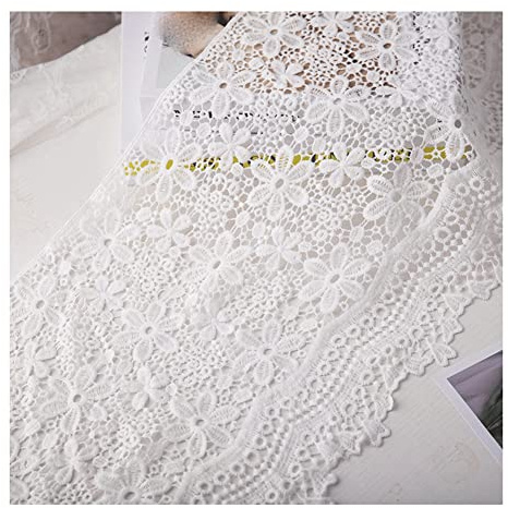 Yurosiay - Bordo in pizzo con motivo floreale nastro in pizzo vintage all'uncinetto per passamaneria fai da te, decorativo, per abbigliamento, 460 cm x 30 cm, bianco