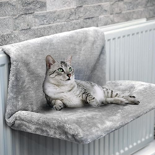 Duffy Cat Puppy Pet Radiator Bed Warm Fleece Beds Cat and Dog Radiator Bed -Strong and Durable Radiator hammock for Pets with a Strong detachable frame (Grey)