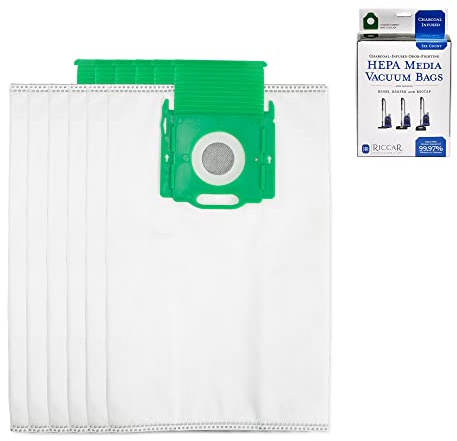 Riccar Prima HEPA Canister Vacuum Cleaner Bags, Charcoal-Infused Green, Six Bags Included, RCHC-6