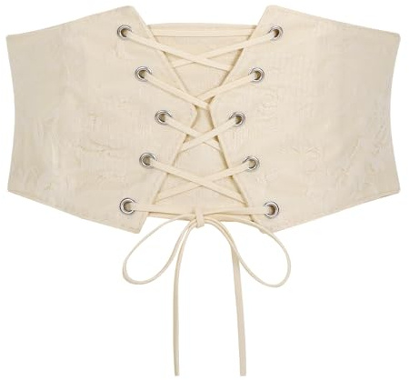 JASGOOD Women Elastic Wide Waist Belt Lace-up Tied Waspie Corset Belt for Dress