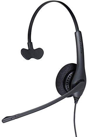 Jabra Biz 1500 Quick Disconnect On-Ear Mono Headset - Corded Headphone with Noise-cancelling Microphone and Volume Spike Protection for Deskphones, Black (Renewed)