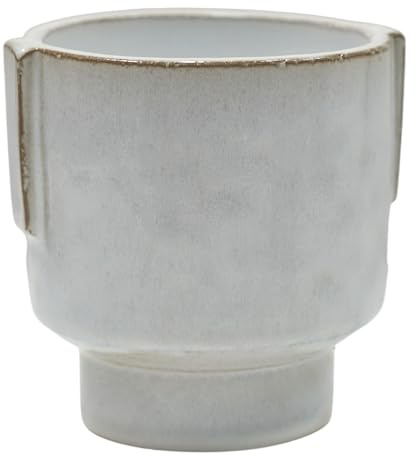 Ivyline Maceta Aries con Mango esmaltado en Color Blanco, Ligera e Impermeable, Maceta de Interior de 20 cm de Alto x 19 cm de Profundidad