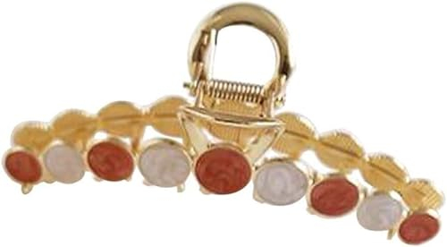 Pinzas de garra for cabello grueso, pinza de espina de pescado, tocados, accesorios for el peinado del cabello, elegante pinza de metal, pinza for el cabello con pinza de mandíbula grande, flor-1 (Col