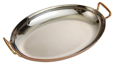 Poêle à paella espagnole ovale en acier inoxydable, casserole à revêtement antiadhésif, marmite à soupe avec double poignée pour ustensiles de cuisine à domicile, or rose, 40 cm