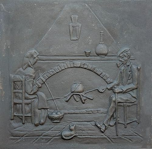 LUNA WAY CAST IRON - Lastra Decorata per Rivestimento Camino | Ghisa Resistente | Immagazzina e Riflette Calore | Protezione e Estetica | Facile Installazione, 69 x 68 cm, 100% Ghisa