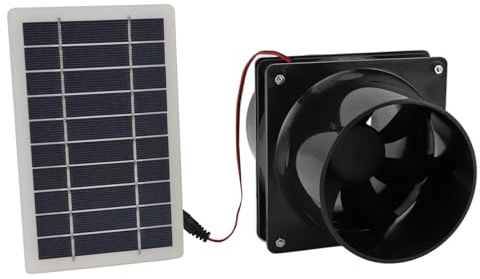 SIXRUN Solarpanel-Lüfter-Set, 10 W, 12 V, Solarbetriebener Abluftventilator für Runde Rohre, ABS-Solarpanel-Lüfter-Set für Haustierhaus, Hühnerstall, Wohnmobil, Gewächshaus