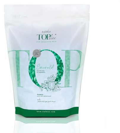 Italwax Top Line Emerald - 750g - Perline di cera per la depilazione a caldo senza strisce - Formula sintetica ideale per le pelli sensibili - Consigliato per l'area bikini e le ascelle – Inodore