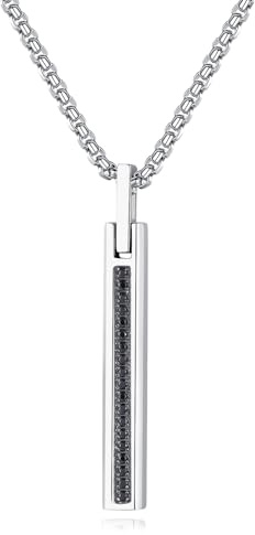 COAI CZ stenlagd enkel stång rostfritt stål halsband för män silver/guld, 50-60 cm låda kedjehalsband, 50cm, Rostfritt stål, Ingen ädelsten