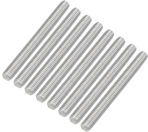 QUARKZMAN 8 Stück Gewindestangen, M8 x 75mm, 304 Edelstahl, Gewindestab mit metrischem Vollgewinde, M8-1.25 Gewindestift für Möbel- und Maschinenmontage