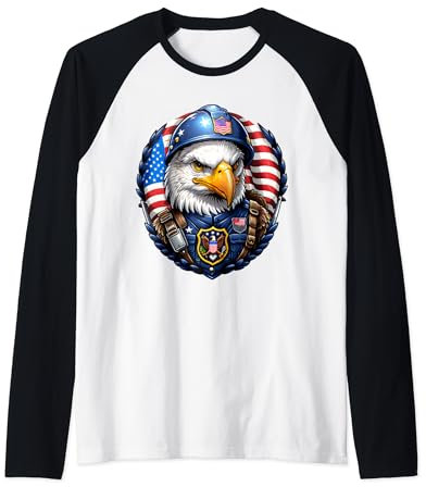 Patriotischer Adler in Soldaten Gear | Freedoms Brave Guardian Raglan