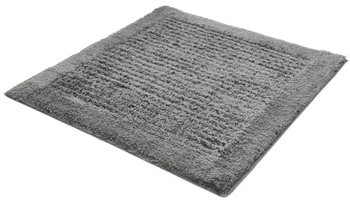 Kleine Wolke Badteppich NET Schiefer 60 x 60 cm | OEKO-TEX zertifiziert, rutschhemmende Unterseite, für Fußbodenheizung, maschinenwaschbar, 100% Baumwolle