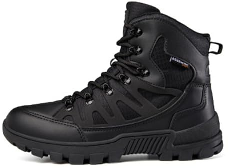 Lfzhjzc Résistant à l’Eau Respirant Bottes de Combat Hommes, Dentelle Bottes Militaires pour Les Hommes, avec Militaire en Plein air Jungle Travail Tactique(Black,44 EU)