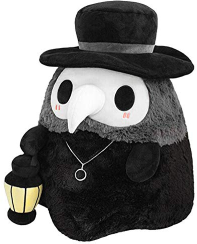 SUPYINI Plague Doctor Plüschtier, Plague Doctor Plush, Halloween Leuchtende Plüschpuppe, Gefüllte Plüschkissenpuppe, Halloween Requisiten Dekoration (Schwarz)