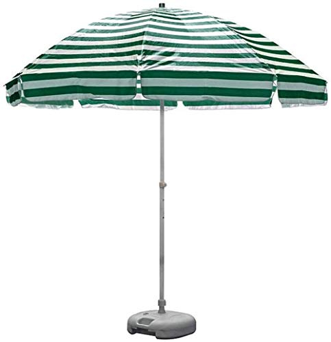 Sonnenschirm Outdoor Garten Sonnenschirme 2,5m Gestreift Strandschirm UV 50+ Tragbar Outdoor Terrasse Gartenschirm Sonnenschutz mit 8 stabilen Rippen und Kurbel, Grün und Weiß gestreift, A