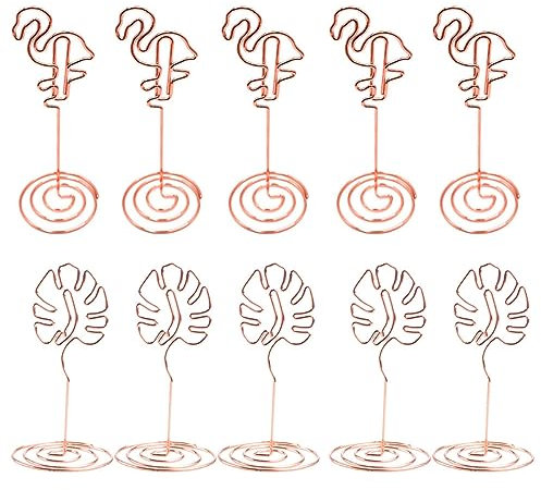 VILLCASE Platzhalter Aus Tischnummernhalter Mit Flamingo Und Monstera-design Memohalter Für Büroklammern Schreibtischschmuck Für Hawaii-partys Sommerfeste Hochzeiten Geburtstage Bankette