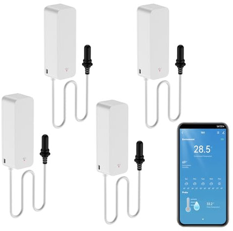 Termometro intelligente igrometro, sensore di temperatura WiFi con sonda esterna, termometro con funzione meteorologica, misurazione dell'umidità per congelatore, acquario, allarme app, monitor