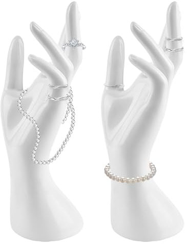 BYZESTY Soporte de exhibición para pulsera, 2 piezas de mano para joyas, maniquí, anillos, expositor de joyas, modelo de mano femenino, soporte de joyas para cadenas, anillos, pulseras