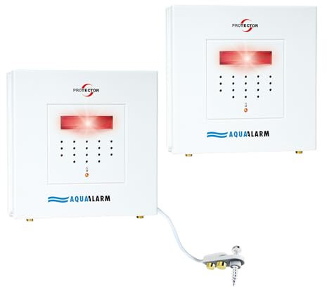 PROTECTOR WA-1.2 Wassermelder zur Pumpensteuerung 2er-Set – Wasseralarm mit Doppelsensortechnik – Wasserwächter und Feuchtigkeitsmelder für Keller, Waschmaschine – Wasserstandsmelder mit 90 cm Kabel