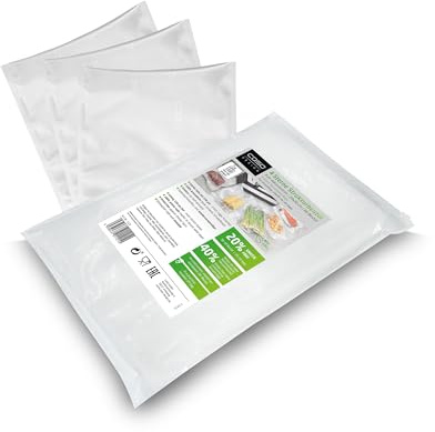 Caso 4 Estrellas Bolsas de Vacío Gofradas |20 x 30cm| Todo Tipo de envasadoras al vacío de Alimentos | Muy Fuertes y Resistentes a los desgarros, Aptas para Sous Vide, Sin BPA | 60 Bolsas