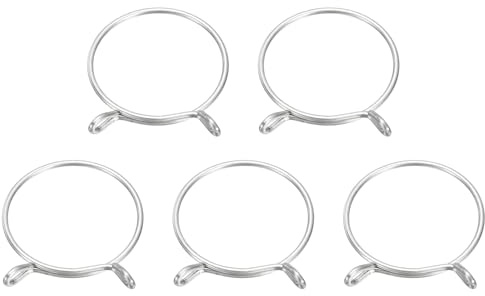 sourcing map Fuel Line Hose Clips, 5Pcs 60mm ID 66mm Max. ID 304 Stainless Steel Water Pipe Air Tubing Spring Hose Clamps for Motorcycle Scooter ATV, Silver