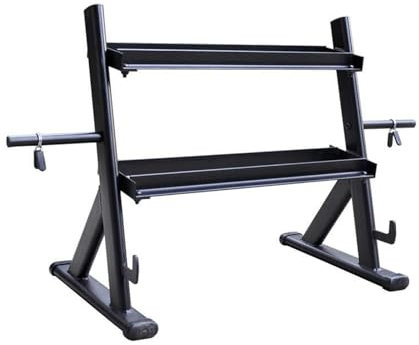 GCGC Hantelständer, 2-stufiger Fitnessgeräte-Organizer Mit Abnehmbarer Hantelscheiben-Aufbewahrungsstange, Hantel-Aufbewahrungsständer for Das Fitnessstudio, for Das Krafttraining Zu Hause(Black)