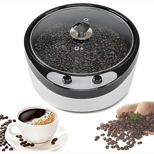 IUokLU Torréfacteur de café Domestique 1200 W Machine de torréfaction de Grains de café électrique avec Tige d'agitation en Forme de S et Cuisson inclinée à 45 °,