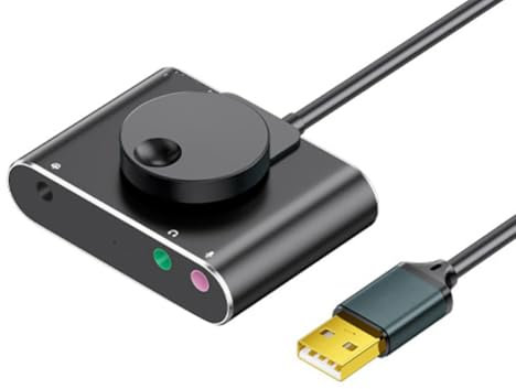 Knoruley Scheda Audio Esterna USB con Porta Microfono per Cuffie da 3,5 mm e Porta di Connessione per Microfono da 3,5 Mm, Convertitore Audio Driver per Desktop e Notebook, Grigio Scuro
