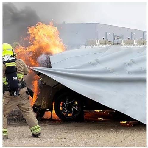 Large Fire Blanket for Car High Heat Resistant Fire Suppression Blankets Fiberglass Emergency Fire Blanket for Electric Vehicle Truck(19.7 * 19.7ft/6 * 6m)