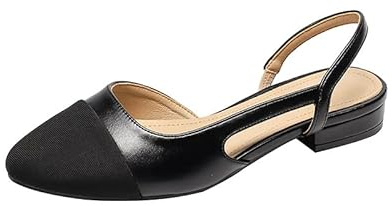 JXpxbao Damen Pumps Slingback Hochzeitsschuhe Damen Spangenpumps Tanzschuhe Sandaletten Mit Blockabsatz Einfache Arbeitsschuhe (Schwarz 2cm,39)