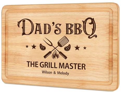 Personalised Chopping Board Fathers Day Dad Gifts for Dad Grandpa from Daughter Son Engraved BBQ Cutting Board Custom Chopping Board Gifts for Father's Day Birthday Christmas(Design 1)