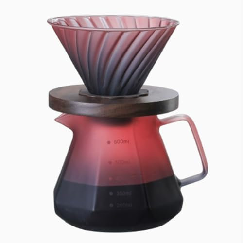 TsoLay Cafetera de Manual con Filtro de Café, Cafetera de Vidrio de Borosilicato, Juego de Té y Café con de Nogal.