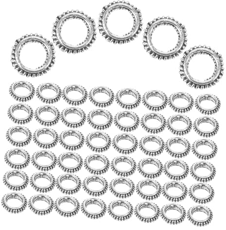 Mikinona 100 Piezas Anillos de Metal para Adornos para Dreadlocks Decoración de Accesorios de Joyería para Espaciador Único
