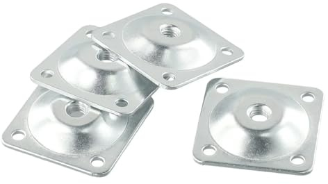LSNNMU 4 Stück Holztisch-Sofa-Bein-Ebenenbefestigungs-Montageplatten, Eisenpads mit Metalldübelschrauben for sichere Möbel-Metallverbinder