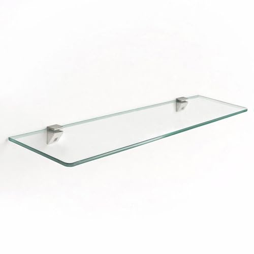 Tulup Étagère en Verre pour Salle de Bain et Cuisine 70x13 cm pour Cosmétiques et Ustensiles de Cuisine Montage Mural avec Support Rectangulaire Épaisseur 6 mm Durable Transparent Style Moderne
