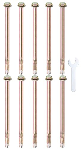 M METERXITY 10-Pack Tornillo De Expansión Hexagonal, M6x150mm Acero Al Carbón Galvanizado De Colores Con Llave De 10mm, Tornillo Anticorrosivo Para Paredes De Concreto/Ladrillo Seco/Block