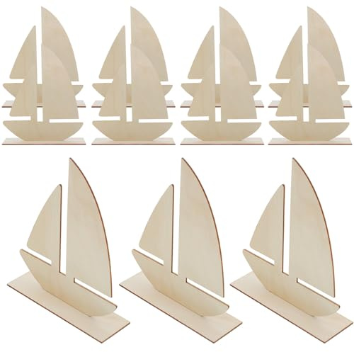 Alipis 10Pcs Boat Shape Unfinished Wooden Slices DIY Cutout Crafts for Painting Kindergarten Art Project Supplies