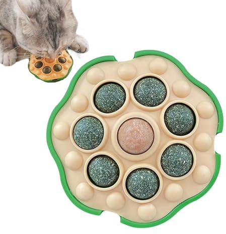 Generisch Katzenminze Bälle Wand – 10,5 x 10,5 cm Haftspielzeug, Lotusförmiges Katzenspielzeug Innenbereich, Natürlich Langlebig Spaß | Wohnung Katzen Aktivität Training Unterhaltung