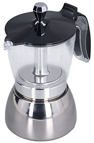 Sonew Kaffebryggare med Spishäll 6 Koppar Moka-kanna med Klar ABS-topp och Rostfritt Stål för Hem och Kontor