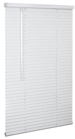 LOTUS & WINDOWARE Cordless 1 Aluminum Mini Blind 58 Wide x 48 Long, White, Room Darkening Metal Indoor Window Blinds for Home and Office