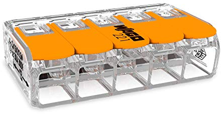 10 unidades Wago 221-615 terminal de conexión 5 hilos con palanca 0,5-6 qmm diseño pequeño, transparente