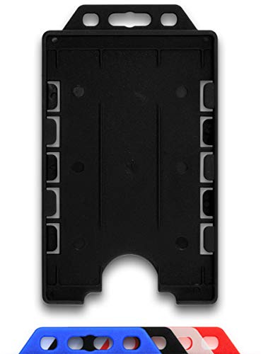 CKB LTD® Ausweishalter für Ausweise, vertikal, doppelseitig, starr, zum Einschieben, für zwei Karten, 86 mm, 54 mm, cr80, Kreditkartengröße, Schwarz, 10 Stück
