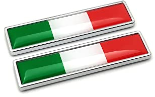 PTDecals Satz von 2 Stück Italien Flagge Metall Auto Schilder Aufkleber 3D Emblem National IT Tricolor Flagge Abzeichen Grafik Aufkleber für Universal Auto Motorrad Fender Röcke Stamm Seiten 58mm*14mm