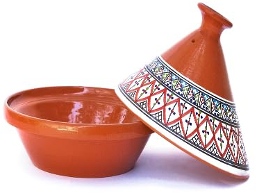 Kamsah Tajine-Topf zum Kochen und Aromaanreicherung – mittelgroßer Tontopf 25,4 cm, 3,1 QT – Antihaftbeschichtetes handgefertigtes Kochgeschirr – marokkanische Keramiktöpfe zum Kochen mit Deckel und