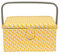 Korbond Cesta de costura mediana con diseño de hojas amarillas, 14,5 x 19 x 26 cm