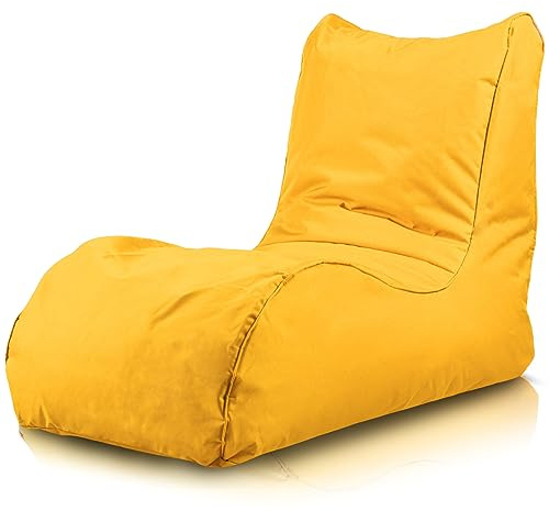Bepouf - Poltrona Chaise Longue in Poliestere con Imbottitura in Palline di Polistirolo, Poltrona Adatta per Camera, Salotto e Esterni - Dimensione 110x80, Colore Giallo
