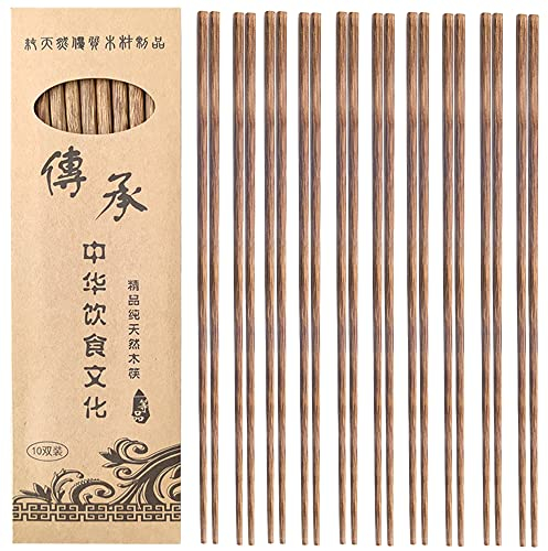 DXIA 10 Paar Essstäbchen aus Holz, zum Kochen von Essstäbchen, wiederverwendbar, natürlich, chinesische Essstäbchen, für Haus, Hotel, Restaurant, Geschenke, chinesisches Sushi, Nudeln, japanische