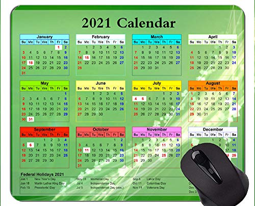 Kalender für 2021 Jahre mit Feiertagen Gaming Mouse Pad, Green Vitality Mouse Pads