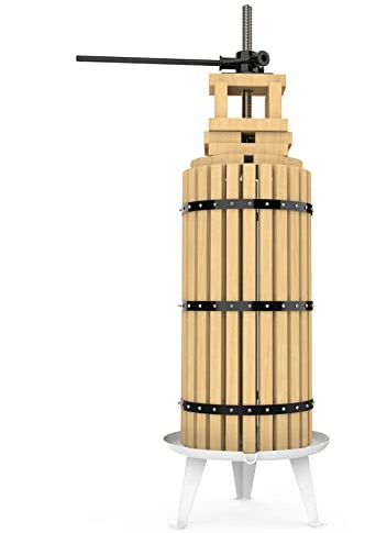 SQUEEZE master XL Fruit Apple Cider Wine Classic Press- 7.9 Gallon/30L-Solid Wood Basket- 8 Press Wooden Blocks-Pole Handle Bar for Juice,Wine,Cider-Suitable for Outdoor, Kitchen and Home